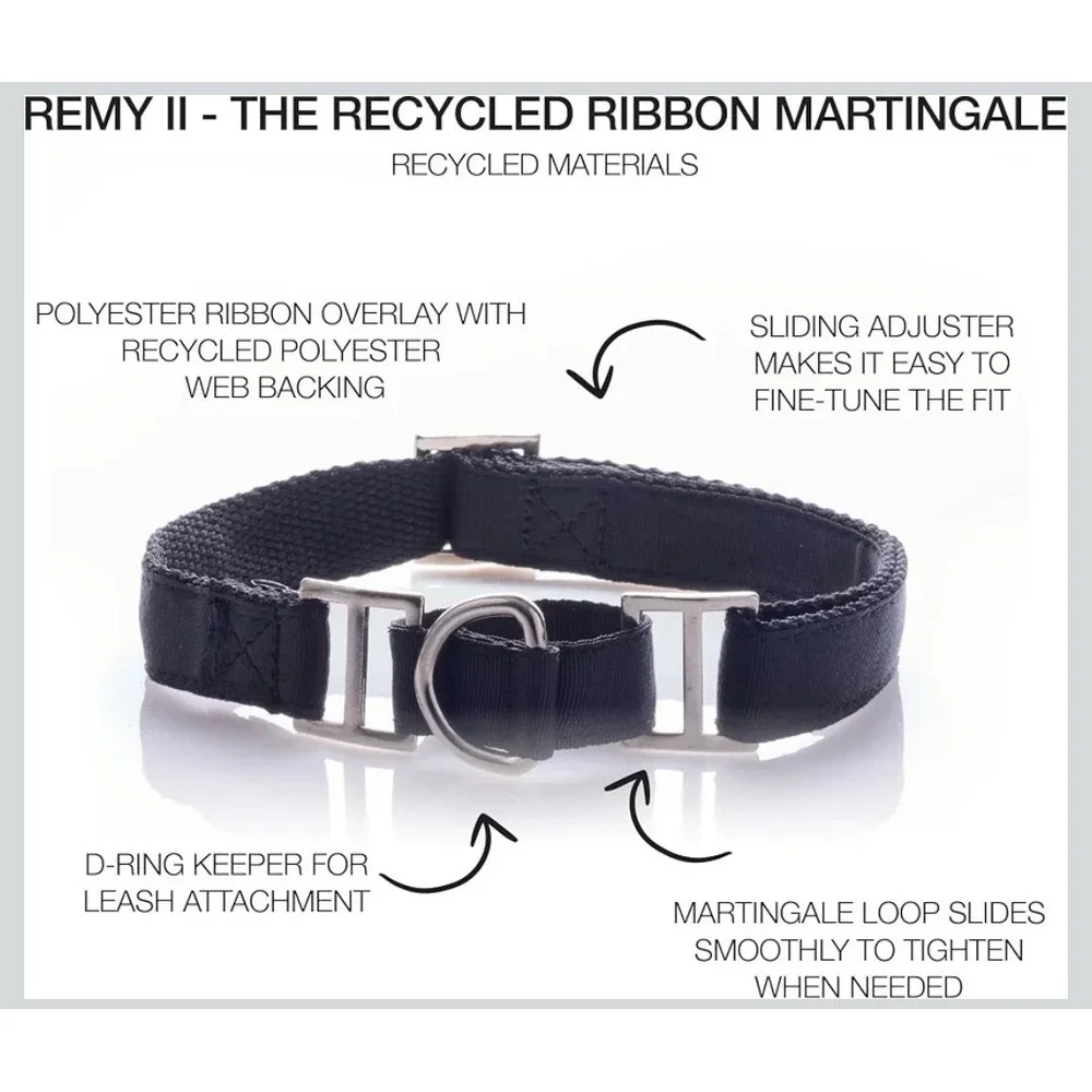 Pet Passion Remy II - The Recycled Ribbon Martingale Adjustable Large, Black